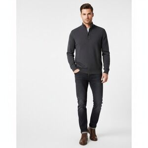 Banana Republic Sweater Mens M‎ Gray Italian Yarn Merino Wool Classic Minimalist